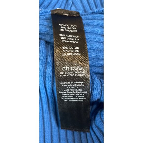 Black Label by Chico's Petite Blue Fold-Over Ribbed Sweater Womens Size 1 - Picture 9 of 9